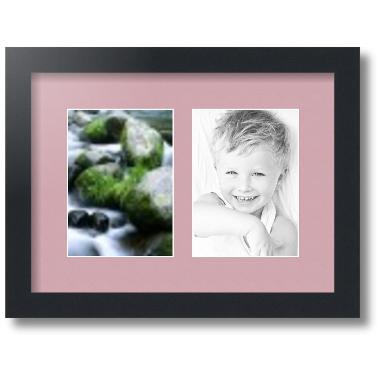 ArtToFrames Collage Photo Picture Frame with 2 - 5x7 inch Openings, Framed in Black with Over 62 Mat Color Options and Regular Glass (CSM-3926-35)